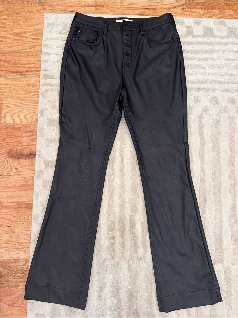 KanCan Black Faux Leather Pants with Branded Waistband